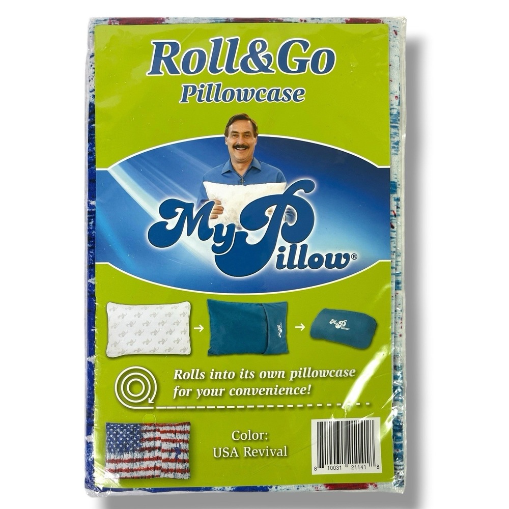 NEW My Pillow Travel PillowCase - Roll & Go - USA Flag Revival Flag SEALED HTF